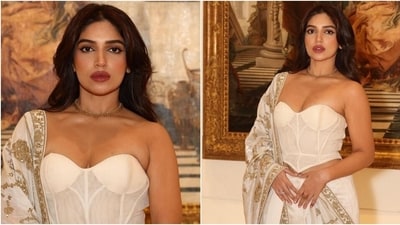 Saree with corest blouse? Yes, you heard right. Bhumi Pednekar is not only loved for her incredible acting skills, she is also at the top of her game when it comes to killing fashion trends. She loves to experiment with her looks and often leaves her fans swooning with her daring and bold outfits. Her head-turning look in six yards of grace paired with a corset blouse is no exception. The diva stunned in a white saree by designer Rohit Bal, which was adorned with intricate gold embroidery all over. What really caught the attention of fashion lovers is the super stylish off-the-shoulder white corset blouse. Get inspired by Bhumi's look and elevate your saree look. (Instagram) Saree with corest blouse? Yes, you heard right. Bhumi Pednekar is not only loved for her incredible acting skills, she is also at the top of her game when it comes to killing fashion trends. She loves to experiment with her looks and often leaves her fans swooning with her daring and bold outfits. Her head-turning look in six yards of grace paired with a corset blouse is no exception. The diva stunned in a white saree by designer Rohit Bal, which was adorned with intricate gold embroidery all over. What really caught the attention of fashion lovers is the super stylish off-the-shoulder white corset blouse. Get inspired by Bhumi's look and elevate your saree look. (Instagram)