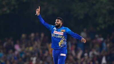 Sri Lanka's Wanindu Hasaranga celebrates (AFP)