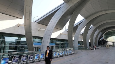 A passenger is seen at the departure terminal three of Dubai Airports in Dubai, United Arab Emirates. (Reuters)
