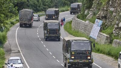 Indian Army trucks move towards Ladakh amid LAC border tension at Manali-Leh highway. (PTI/ Representational Use) Indian Army trucks move towards Ladakh amid LAC border tension at Manali-Leh highway. (PTI/ Representational Use)
