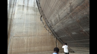 Medigadda barrage suffered serious damages due to sinking of pillars last October (HT) Medigadda barrage suffered serious damages due to sinking of pillars last October (HT)