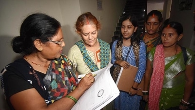 Patna, Bihar, India - Aug . 02, 2023: Enumerator staff collect information from residents for a caste-based census in Bihar after Patna High Court rejected a petition against the survey, at Phulwari Sharif in Patna , Bihar,India, Wednesday, July, 02, 2023. (Photo by Santosh Kumar / Hindustan Times) Patna, Bihar, India - Aug . 02, 2023: Enumerator staff collect information from residents for a caste-based census in Bihar after Patna High Court rejected a petition against the survey, at Phulwari Sharif in Patna , Bihar,India, Wednesday, July, 02, 2023. (Photo by Santosh Kumar / Hindustan Times)