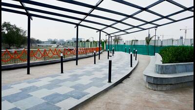 Walkway along a drain inaugurated on Tuesday. (Vipin Kumar/HT Photo) Walkway along a drain inaugurated on Tuesday. (Vipin Kumar/HT Photo)