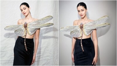 The second set of photos shows Ananya in a dragonfly top and a black high-waisted embellished skirt. She had shared the pictures with a note talking about the designer's unique collection. "This was such a moment! Walking for @rahulmishra_7 at Paris Couture Week. I loved the idea behind his collection SUPERHEROES which draws attention to the nuances of sharing life with species of insects and reptiles that inhabit the environment with us," Ananya wrote. (Instagram) The second set of photos shows Ananya in a dragonfly top and a black high-waisted embellished skirt. She had shared the pictures with a note talking about the designer's unique collection. "This was such a moment! Walking for @rahulmishra_7 at Paris Couture Week. I loved the idea behind his collection SUPERHEROES which draws attention to the nuances of sharing life with species of insects and reptiles that inhabit the environment with us," Ananya wrote. (Instagram)