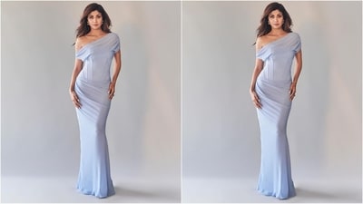 Shilpa Shetty is here to show you how to pull off the corset maxi dress look with style and flair. The stylish actress wore a stunning dress from the brand Shop Lune. It comes in a lovely baby blue colour and features an off-the-shoulder neckline, a corset bodice, a bodycon fit that perfectly accentuates her gorgeous curves and a maxi length hem. Styled with diamond drop earrings and enhanced with glam make-up look, she serves up trendy style inspiration. (Instagram/@theshilpashetty) Shilpa Shetty is here to show you how to pull off the corset maxi dress look with style and flair. The stylish actress wore a stunning dress from the brand Shop Lune. It comes in a lovely baby blue colour and features an off-the-shoulder neckline, a corset bodice, a bodycon fit that perfectly accentuates her gorgeous curves and a maxi length hem. Styled with diamond drop earrings and enhanced with glam make-up look, she serves up trendy style inspiration. (Instagram/@theshilpashetty)