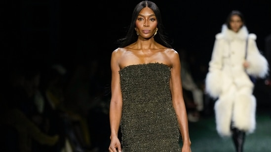 Naomi Campbell wears a creation for the Burberry Winter 2024 fashion show on Monday. (Photo by Scott A Garfitt/Invision/A)