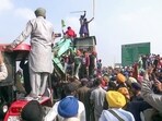 Protesting farmers bring heavy machinery, including hydraulic cranes and earthmovers, to Shambhu on the Punjab-Haryana border. Protesting farmers bring heavy machinery, including hydraulic cranes and earthmovers, to Shambhu on the Punjab-Haryana border.
