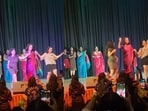Principal of DU's Gargi College dancing with students at the annual college fest to Honey Singh's song.  