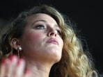 Feb 11, 2024; Paradise, Nevada, USA;  Actress Blake Ellender Lively looks on during the Kansas City Chiefs and San Francisco 49ers game during Super Bowl LVIII at Allegiant Stadium. Mandatory Credit: Joe Camporeale-USA TODAY Sports