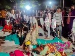 Buldhana: People being treated at a makeshift facility after suspected food poisoning at Lonar, in Buldhana district on Tuesday. 