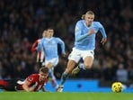 Manchester City's Erling Haaland in action