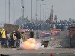 Punjab farmers resumed their march from the Punjab-Haryana border only to face the defence from the Haryana security forces. One young farmer died on Wednesday. Punjab farmers resumed their march from the Punjab-Haryana border only to face the defence from the Haryana security forces. One young farmer died on Wednesday.