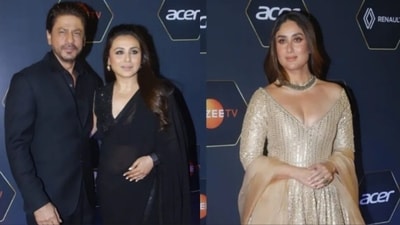 Dadasaheb Phalke International Film Festival Awards: Shah Rukh Khan, Rani Mukerji and Kareena Kapoor pose on the red carpet. Dadasaheb Phalke International Film Festival Awards: Shah Rukh Khan, Rani Mukerji and Kareena Kapoor pose on the red carpet.