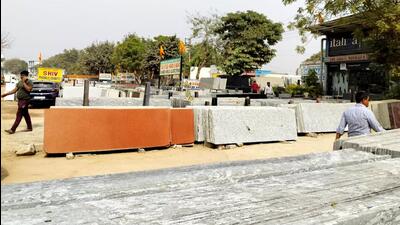 The marble market in Sector 33 on Wednesday. (Parveen Kumar/HT Photo) The marble market in Sector 33 on Wednesday. (Parveen Kumar/HT Photo)