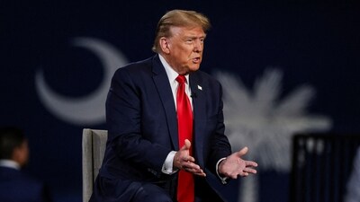 Former U.S. President and Republican presidential candidate Donald Trump participates in a Fox News town hall with Laura Ingraham in Greenville, South Carolina, U.S. February 20, 2024.  REUTERS/Sam Wolfe (REUTERS)