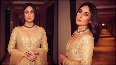 Kareena Kapoor Khan was among the several celebrities who attended the Dadasaheb Phalke International Film Festival Awards 2024. The actor was one of the best-dressed celebrities at the awards ceremony. She chose a golden Abu Jani Sandeep Khosla ensemble for the occasion, boasting impeccable craftsmanship and signature design elements from the couture label. Check out Kareena's photos below. (Instagram) Kareena Kapoor Khan was among the several celebrities who attended the Dadasaheb Phalke International Film Festival Awards 2024. The actor was one of the best-dressed celebrities at the awards ceremony. She chose a golden Abu Jani Sandeep Khosla ensemble for the occasion, boasting impeccable craftsmanship and signature design elements from the couture label. Check out Kareena's photos below. (Instagram)