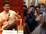 The image shows Inshorts CEO and Shark Tank India judge Azhar Iqubal speaking in Hindi at Harvard Business School. The image shows Inshorts CEO and Shark Tank India judge Azhar Iqubal speaking in Hindi at Harvard Business School.