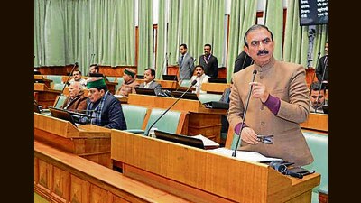 Chief minister Sukhvinder Singh Sukhu addresses the assembly during the budget session in Shimla on Thursday. (HT Photo) Chief minister Sukhvinder Singh Sukhu addresses the assembly during the budget session in Shimla on Thursday. (HT Photo)