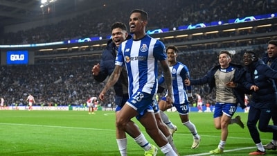 Galeno seized on a loose ball and advanced to the edge of the penalty area before looking up and bending a shot past Raya (AFP) Galeno seized on a loose ball and advanced to the edge of the penalty area before looking up and bending a shot past Raya (AFP)