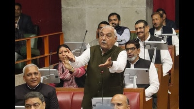 Leader of Opposition in the assembly Bhupinder Singh Hooda on Thursday claimed that the BJP -JJP government was avoiding answering questions raised by the Congress MLAs during the no-confidence motion. (HT Photo)