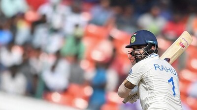 KL Rahul plays a shot (AFP)