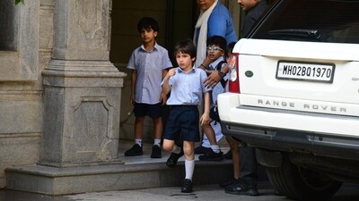 Jeh's elder brother Taimur Ali Khan was spotted arriving with his friends right after school for the party. Taimur, dressed in his school uniform, briefly looked at paparazzi before making his way to Jeh's party. (Varinder Chawla) Jeh's elder brother Taimur Ali Khan was spotted arriving with his friends right after school for the party. Taimur, dressed in his school uniform, briefly looked at paparazzi before making his way to Jeh's party. (Varinder Chawla)