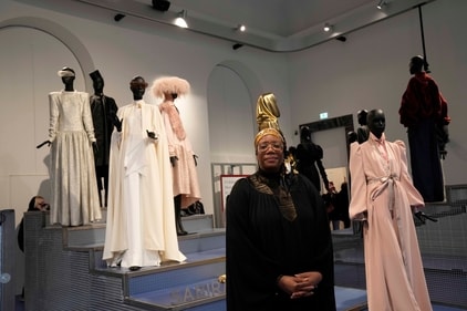 Designer Deborah Latouche poses in front of her creations Saribah at the fashion hub part of the women's Fall-Winter 2024-25 collection presented in Milan, northern Italy. (AP) Designer Deborah Latouche poses in front of her creations Saribah at the fashion hub part of the women's Fall-Winter 2024-25 collection presented in Milan, northern Italy. (AP)