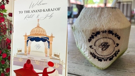 The guests were welcomed by custom decor, with everything from the coconuts to the mandap designed to their taste.
