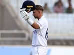 Ranchi, Feb 23 (ANI): England's Joe Root celebrates his century on Day 1 of the 4th Test match against India, at JSCA International Stadium Complex
Ranchi, Feb 23 (ANI): England's Joe Root celebrates his century on Day 1 of the 4th Test match against India, at JSCA International Stadium Complex