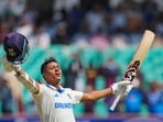 India's Yashasvi Jaiswal celebrates scoring 200 runs against England India's Yashasvi Jaiswal celebrates scoring 200 runs against England
