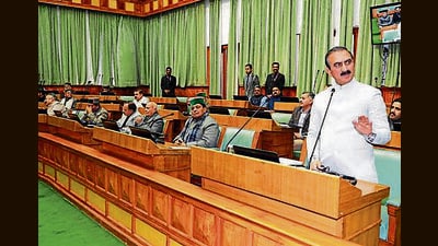 Chief minister Sukhvinder Singh Sukhu addresses the assembly in Shimla on Friday. (HT Photo) Chief minister Sukhvinder Singh Sukhu addresses the assembly in Shimla on Friday. (HT Photo)