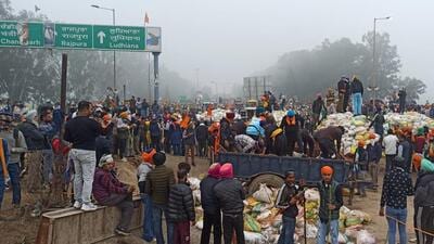 Protesters, most of them youngsters, at Shambhu in Patiala district on Wednesday. (Ravi Kumar/HT)