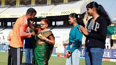 Akash Deep with his family after getting his India cap in the 4th Test vs England Akash Deep with his family after getting his India cap in the 4th Test vs England
