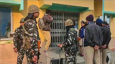 Security personnel at Shahjahan’s house in Sandeshkhali. (PTI/File)