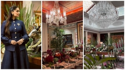Stylish light fixtures make Sonam Kapoor's Delhi home shine. Stylish light fixtures make Sonam Kapoor's Delhi home shine.