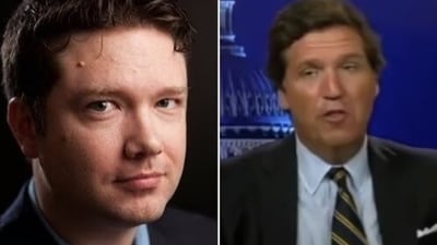 Timothy Burke and Tucker Carlson (X@simonateba) Timothy Burke and Tucker Carlson (X@simonateba)