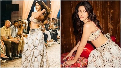 Shanaya Kapoor, who is all set to make her big Bollywood debut, recently graced the ramp in a stunning lehenga ensemble. The Gen Z actress is a total fashionista who always manages to hit the style mark like a pro. Whether it's a casual mini dress or a chic pantsuit, the stylish diva can pull off any look to perfection. Shanaya is quite active on social media and her glam Insta-diaries filled with fashion-forward looks are a treasure trove of style inspiration for all her followers. Her latest look is no exception as she turned heads in an exquisite mirror-worked embellished lehenga ensemble. Scroll down to take notes. (Instagram/@shanayakapoor02) Shanaya Kapoor, who is all set to make her big Bollywood debut, recently graced the ramp in a stunning lehenga ensemble. The Gen Z actress is a total fashionista who always manages to hit the style mark like a pro. Whether it's a casual mini dress or a chic pantsuit, the stylish diva can pull off any look to perfection. Shanaya is quite active on social media and her glam Insta-diaries filled with fashion-forward looks are a treasure trove of style inspiration for all her followers. Her latest look is no exception as she turned heads in an exquisite mirror-worked embellished lehenga ensemble. Scroll down to take notes. (Instagram/@shanayakapoor02)
