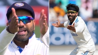 Rohit Sharma was in the firing line as India lost two reviews off the bowling of Ravindra Jadeja (Screengrab-AP) Rohit Sharma was in the firing line as India lost two reviews off the bowling of Ravindra Jadeja (Screengrab-AP)