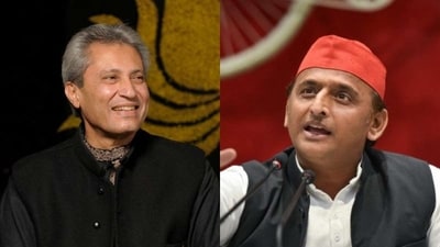 Former SP leader Saleem Sherwani and party president Akhilesh Yadav. (File) Former SP leader Saleem Sherwani and party president Akhilesh Yadav. (File)