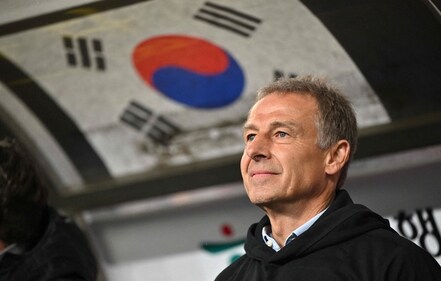 South Korea's head coach Jurgen Klinsmann looks on before an international friendly football match between South Korea and Colombia in Ulsan on March 24, 2023. South Korea sacked Jurgen Klinsmann as national football team coach, the Korean Football Association said on February 16, 2024. (Photo by Jung Yeon-je / AFP) (AFP) South Korea's head coach Jurgen Klinsmann looks on before an international friendly football match between South Korea and Colombia in Ulsan on March 24, 2023. South Korea sacked Jurgen Klinsmann as national football team coach, the Korean Football Association said on February 16, 2024. (Photo by Jung Yeon-je / AFP) (AFP)