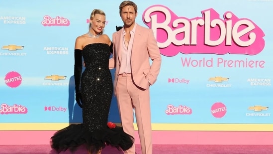 Margot Robbie and Ryan Gosling as Barbie and Ken at the movie premiere in Los Angeles in US (X)
