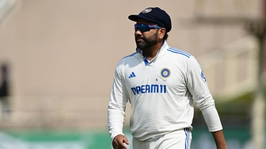 India's captain Rohit Sharma looks on while fielding during Day 1 of the fourth Test between India and England in Ranchi (AFP)