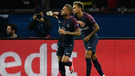Dani Alves and Neymar during their tenure with PSG. (AFP)