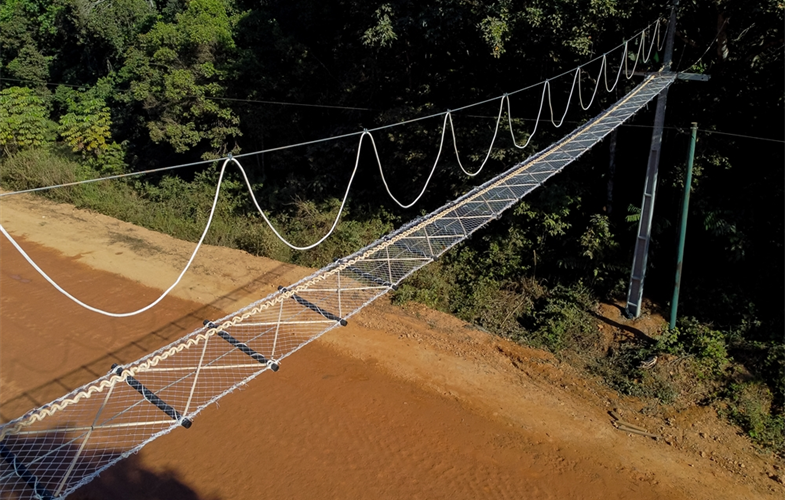 In July, the Amazon in Brazil got its first aerial canopy bridge for woolly monkeys and black-headed spider monkeys. (Michael Dantas / WCS) In July, the Amazon in Brazil got its first aerial canopy bridge for woolly monkeys and black-headed spider monkeys. (Michael Dantas / WCS)