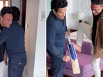 The image shows Sachin Tendulkar with differently abled cricketer Amir Hussain from Kashmir. The image shows Sachin Tendulkar with differently abled cricketer Amir Hussain from Kashmir.