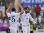 England's Shoaib Bashir celebrates a wicket. England's Shoaib Bashir celebrates a wicket.