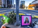 A photo of Jaahnavi Kandula displayed in Seattle.