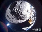 Intuitive Machines? Odysseus lunar lander captures a wide field of view image of Schomberger crater on the Moon, in this handout picture released February 23, 2024. Intuitive Machines/Handout via REUTERS 