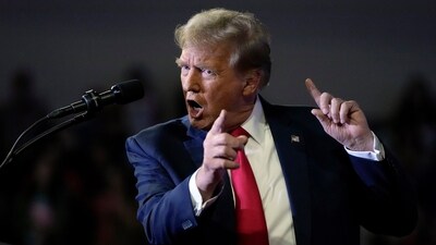 Republican presidential candidate former President Donald Trump speaks at a Get Out The Vote rally at Coastal Carolina University in Conway, S.C., Saturday, Feb. 10, 2024. (AP Photo/Manuel Balce Ceneta) (AP) Republican presidential candidate former President Donald Trump speaks at a Get Out The Vote rally at Coastal Carolina University in Conway, S.C., Saturday, Feb. 10, 2024. (AP Photo/Manuel Balce Ceneta) (AP)