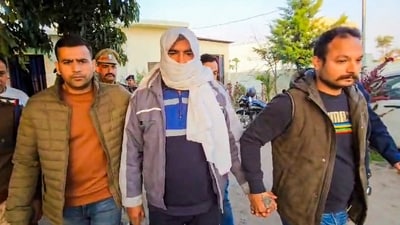 Haldwani violence alleged mastermind Abdul Malik after being arrested by the police on February 24. (PTI) Haldwani violence alleged mastermind Abdul Malik after being arrested by the police on February 24. (PTI)